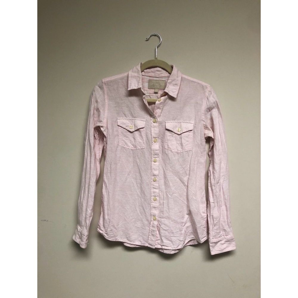 Pink Linen Button Down Shirt Banana Republic